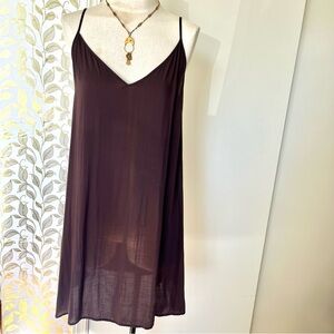 Free People Slip Dress, Dark Brown Size XS